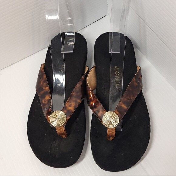 Vionic Hilda Tortoise  Sandals Flip Flops Brown/Black Women's 7 - Picture 5 of 11